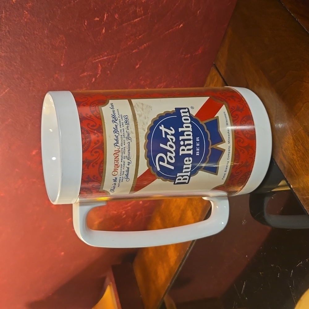 Vtg Thermo-Serv Pabst Blue Ribbon Beer Plastic Insulated Mug - 3 Sold Separately